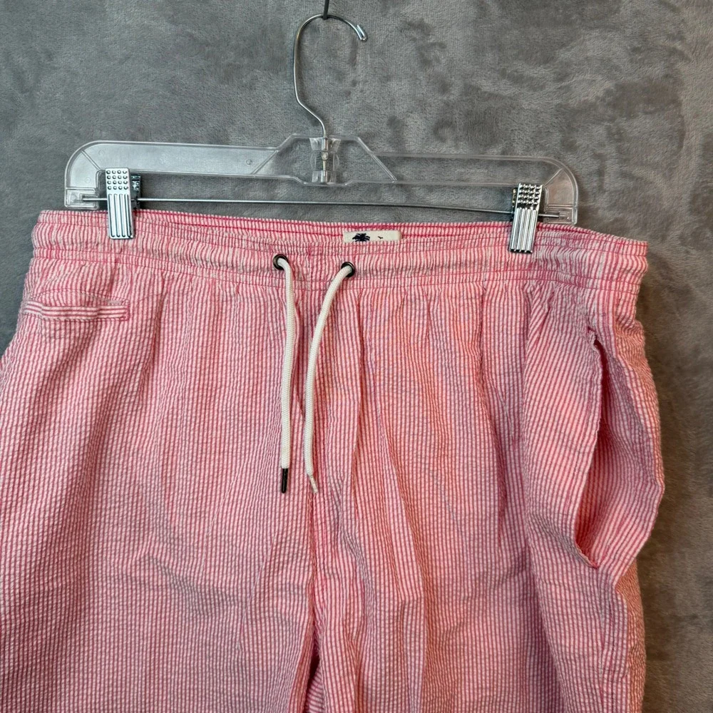 Trunks Surf‎ & Swim Co Swim Trunks Mens Seersucker XXL Pink Striped Preppy